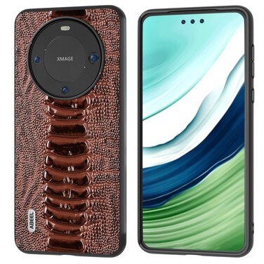 Protective Cover For Huawei Mate 60 Pro ABEEL Genuine Leather Weilai Series Phone Case (Coffee)