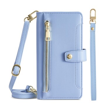 Protective Cover For Huawei P Smart Z / Enjoy 10 Plus Sheep Texture Cross-body Zipper Wallet Leather Phone Case (Blue)
