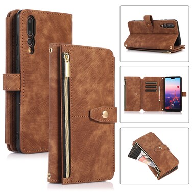 Protective Cover For Huawei P20 Pro Dream 9-Card Wallet Zipper Bag Leather Phone Case (Brown)