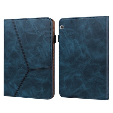 Protective Cover For Huawei MediaPad T5 Solid Color Embossed Striped Leather Case (Blue)