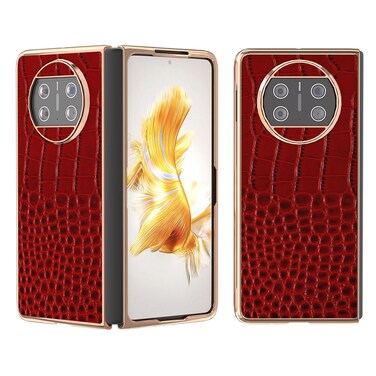 Protective Cover For Huawei Mate X3 Nano Plating Genuine Leather Crocodile Pattern Phone Case (Red)