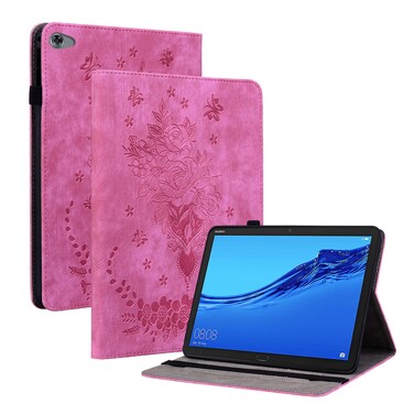 Protective Cover For Huawei MediaPad M5 Lite / C5 10.1 Butterfly Rose Embossed Leather Tablet Case (Rose Red)