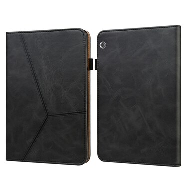 Protective Cover For Huawei MediaPad T5 Solid Color Embossed Striped Leather Case (Black)