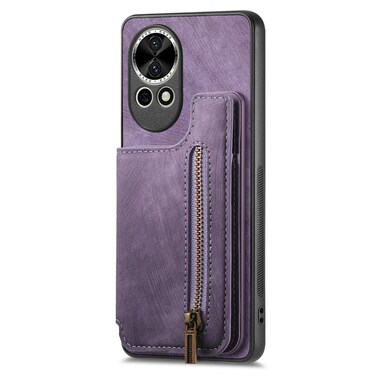 Protective Cover For Huawei nova 13 Retro Leather Zipper Wallet Back Phone Case (Purple)