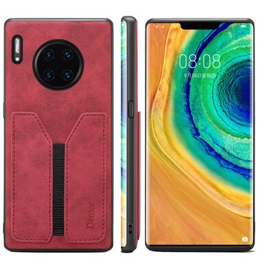 Protective Cover For Huawei Mate 30 Pro Denior DV Elastic Card PU Back Cover Phone Case (Red)