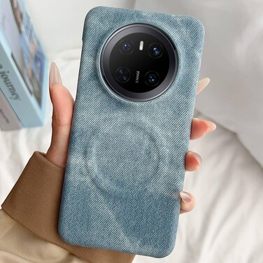 Protective Cover For Huawei Mate 70 Denim MagSafe Magnetic PC + PU Phone Case (Light Blue)