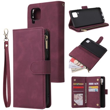 Protective Cover For Huawei P40 Lite Multifunctional Horizontal Flip Leather Case, with Card Slot &amp; Holder &amp; Zipper Wallet &amp; Photo Frame (Red Wine)