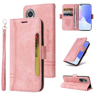 Protective Cover For Huawei nova 9 Pro BETOPNICE Dual-side Buckle Leather Phone Case (Pink)