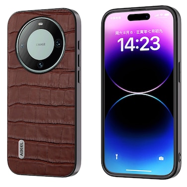 Protective Cover For Huawei Mate 60 ABEEL Crocodile Texture Genuine Leather Phone Case (Brown)