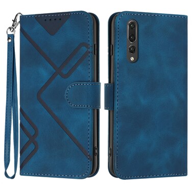 Protective Cover For Huawei P20 Pro Line Pattern Skin Feel Leather Phone Case (Royal Blue)