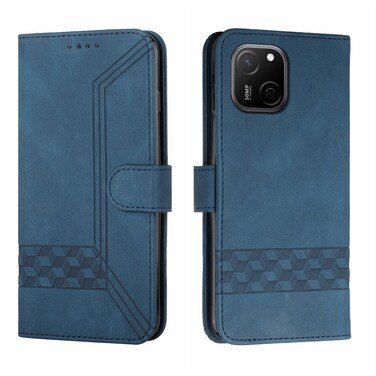 Protective Cover For Huawei Maimag A20 Cubic Skin Feel Flip Leather Phone Case (Blue)
