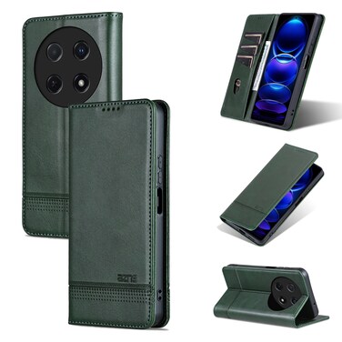 Protective Cover For Huawei Enjoy 70 Pro/nova 12i AZNS Magnetic Calf Texture Flip Leather Phone Case (Dark Green)