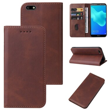 Protective Cover For Huawei Y5 Lite 2018 Magnetic Closure Leather Phone Case (Brown)