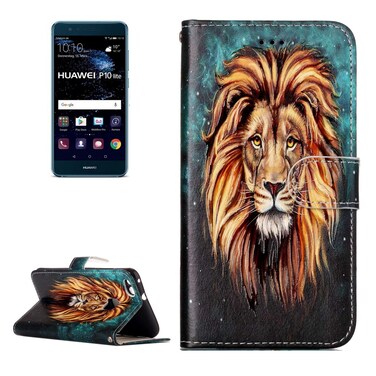 Protective Cover For Huawei  P10 Lite Gloss Oil Embossed Lion Pattern Horizontal Flip Leather Case with Holder &amp; Card Slots &amp; Wallet &amp; Photo Frame