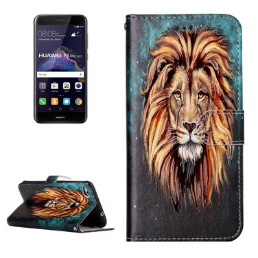 Protective Cover For Huawei  P8 Lite  (2017) Gloss Oil Embossed Lion Pattern Horizontal Flip Leather Case with Holder &amp; Card Slots &amp; Wallet &amp; Photo Frame