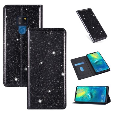 Protective Cover For Huawei Mate 20 Ultrathin Glitter Magnetic Horizontal Flip Leather Case with Holder &amp; Card Slots (Black)