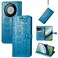 Protective Cover For Huawei Mate 60 Cat and Dog Embossed Leather Phone Case (Blue)