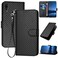 Protective Cover For Huawei Y7 2019 YX0070 Carbon Fiber Buckle Leather Phone Case with Lanyard (Black)