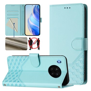 Protective Cover For Huawei nova 8i Honeycomb Embossing RFID Leather Phone Case (Mint Green)
