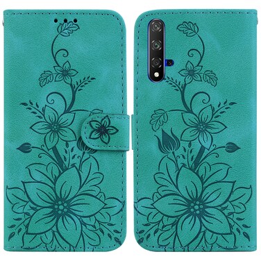 Protective Cover For Huawei nova 5T / Honor 20 Lily Embossed Leather Phone Case (Green)