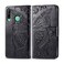 Protective Cover For Huawei Y7P Butterfly Love Flower Embossed Horizontal Flip Leather Case with Bracket / Card Slot / Wallet / Lanyard (Black)