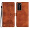 Protective Cover For Huawei P40 Pro Cherry Blossom Butterfly Skin Feel Embossed PU Phone Case (Brown)