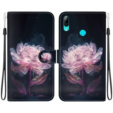 Protective Cover For Huawei P Smart 2019 Crystal Texture Colored Drawing Leather Phone Case (Purple Peony)