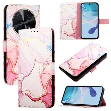 Protective Cover For Huawei nova 12i 4G Global PT003 Marble Pattern Flip Leather Phone Case (Rose Gold)