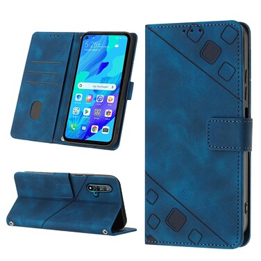 Protective Cover For Huawei nova 5T / Honor 20 Skin-feel Embossed Leather Phone Case (Blue)