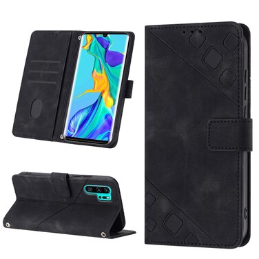 Protective Cover For Huawei P30 Pro Skin-feel Embossed Leather Phone Case (Black)