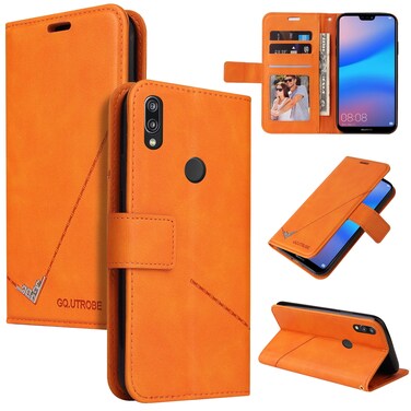 Protective Cover For Huawei P20 Lite GQUTROBE Right Angle Leather Phone Case (Orange)