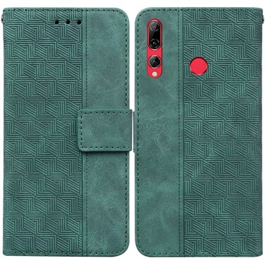 Protective Cover For Huawei P smart Z/Y9 Prime 2019/Honor 9X Foreign Version Geometric Embossed Leather Phone Case (Green)