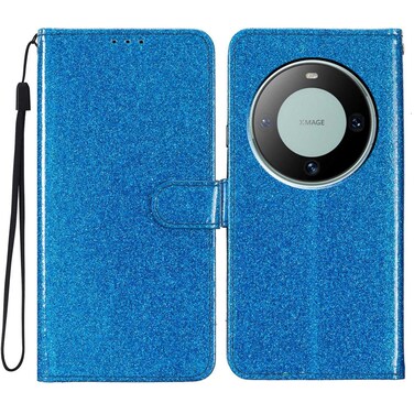 Protective Cover For Huawei Mate 60 Glitter Powder Flip Leather Phone Case (Blue)