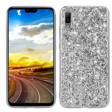 Protective Cover For Huawei Y6 Pro / Enjoy 9e Glittery Powder Shockproof TPU Case (Silver)