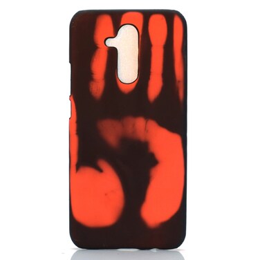 Protective Cover Paste Skin + PC Thermal Sensor Discoloration Case for Huawei Mate 20 Lite (Black red)