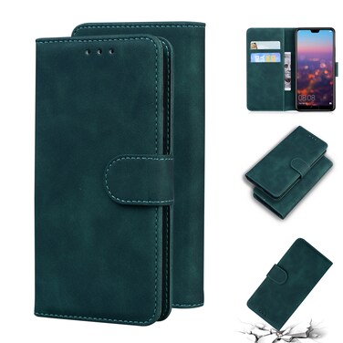 Protective Cover For Huawei P20 Skin Feel Pure Color Flip Leather Phone Case (Green)