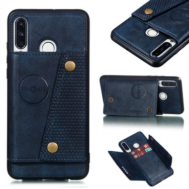 Protective Cover Leather Protective Case For Huawei P30 Lite (Blue)