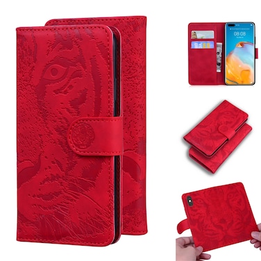 Protective Cover For Huawei P40 Pro Tiger Embossing Pattern Horizontal Flip Leather Case with Holder &amp; Card Slots &amp; Wallet (Red)