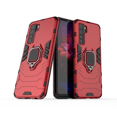 Protective Cover For Huawei nova7 SE PC + TPU Shockproof Protective Phone Case with Magnetic Ring Holder (Red)