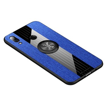 Protective Cover For Huawei nova 3e XINLI Stitching Cloth Textue Shockproof TPU Protective Case with Ring Holder (Blue)