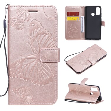 Protective Cover For Huawei P Smart (2020) 3D Butterflies Embossing Pattern Horizontal Flip Leather Case with Holder &amp; Card Slot &amp; Wallet (Rose Gold)