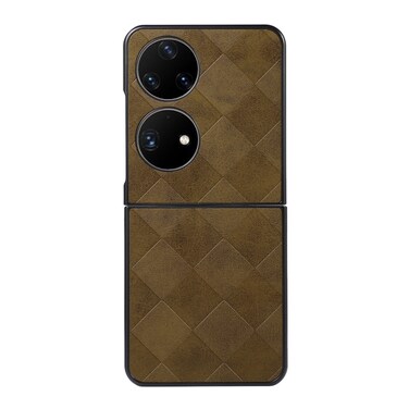 Protective Cover For Huawei P50 Pocket Weave Plaid PU Phone Case (Green)
