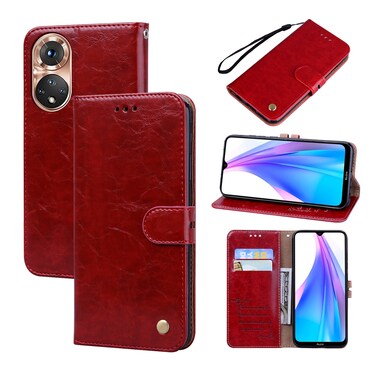 Protective Cover For Huawei nova 9 Oil Wax Texture Leather Phone Case (Red)