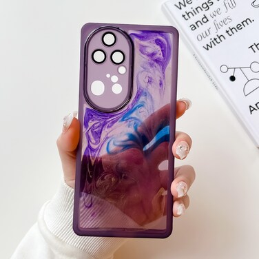 Protective Cover For Huawei P50 Pro Oil Painting Electroplating TPU Phone Case (Purple)