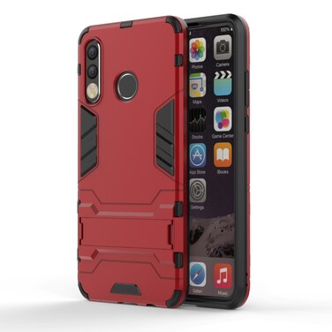 Protective Cover Shockproof PC + TPU Case for Huawei P30 Lite, with Holder (Red)