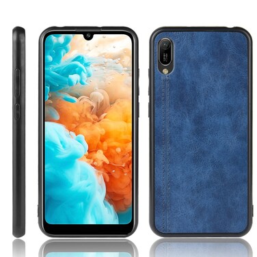 Protective Cover For Huawei Y6 Pro 2019 Shockproof Sewing Cow Pattern Skin PC + PU + TPU Case (Blue)
