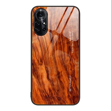 Protective Cover For Huawei nova 8 Pro 5G Wood Grain Glass Protective Case (Light Brown)