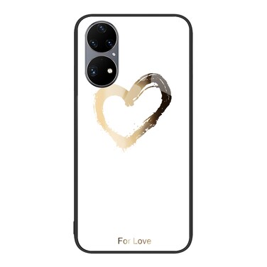 Protective Cover For Huawei P50 Pro Colorful Painted Glass Phone Case (Golden Love)