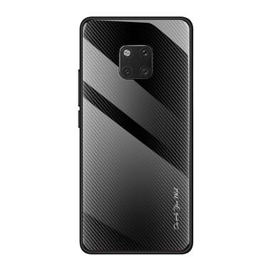 Protective Cover For Huawei Mate 20 Pro  Texture Gradient Glass Protective Case (Black)