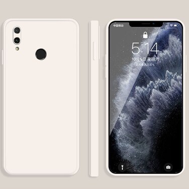 Protective Cover For Huawei Enjoy 9 Plus Solid Color Imitation Liquid Silicone Straight Edge Dropproof Full Coverage Protective Case (White)